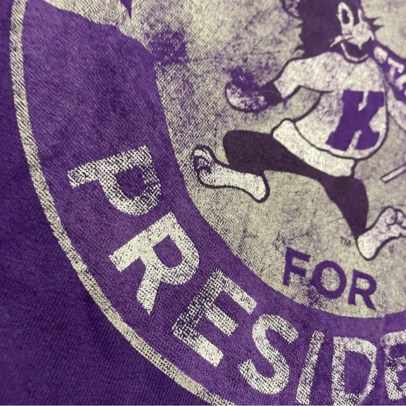 Kansas State Wildcats Mascot Willie For President Purple T-Shirt Size Large NCAA - Picture 4 of 14